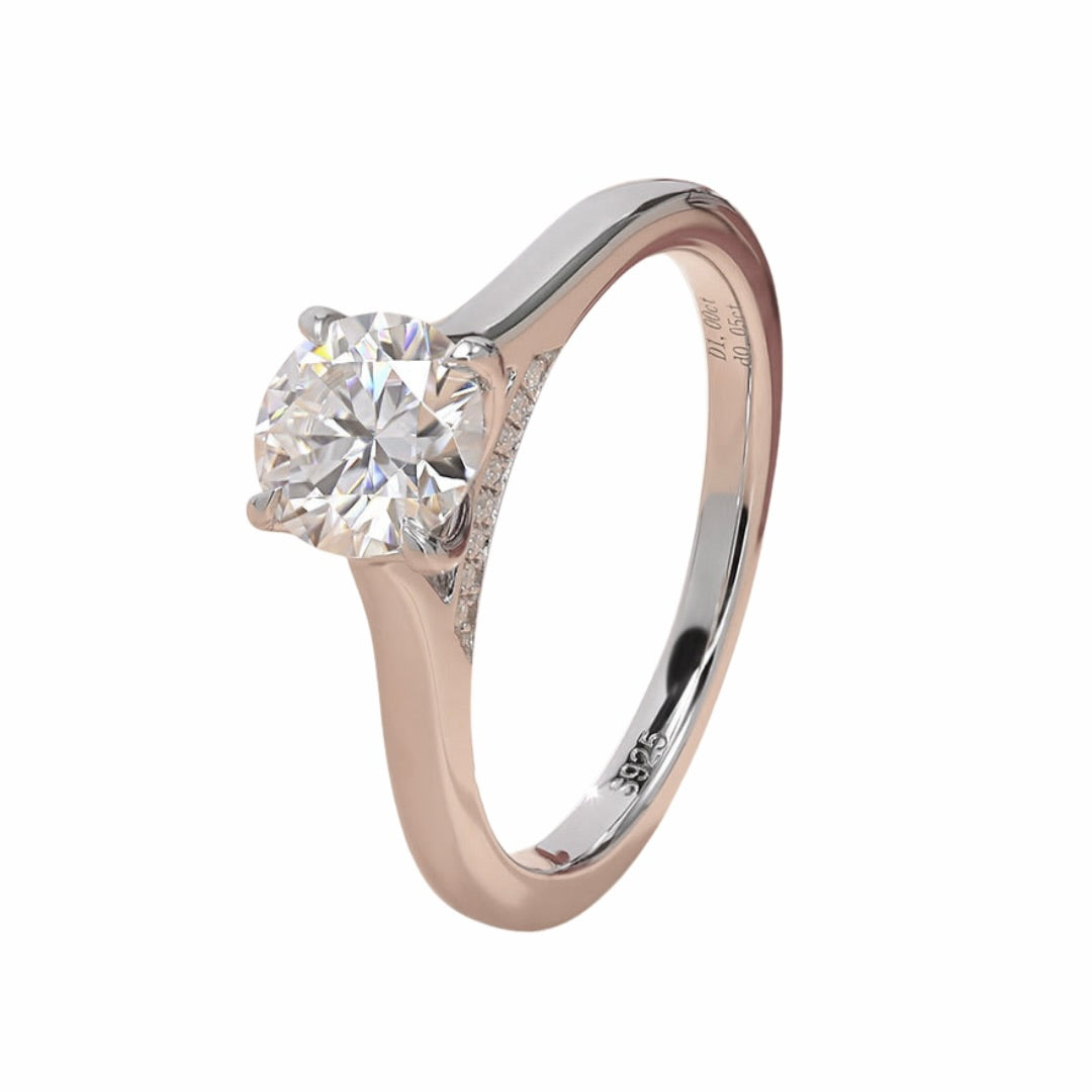 1 ct Round Moissanite Classic Engagement Ring