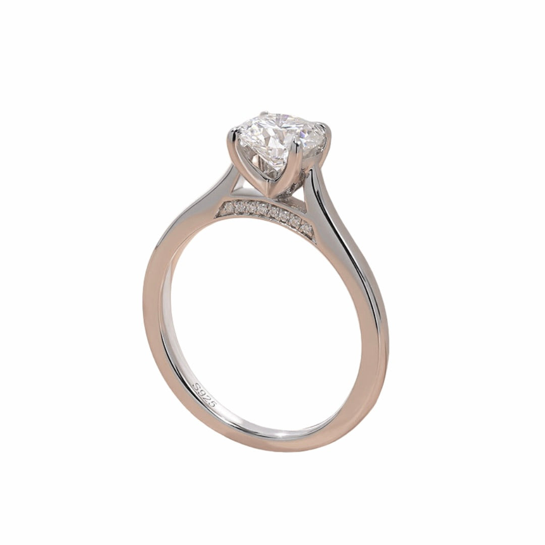 1 ct Round Moissanite Classic Engagement Ring