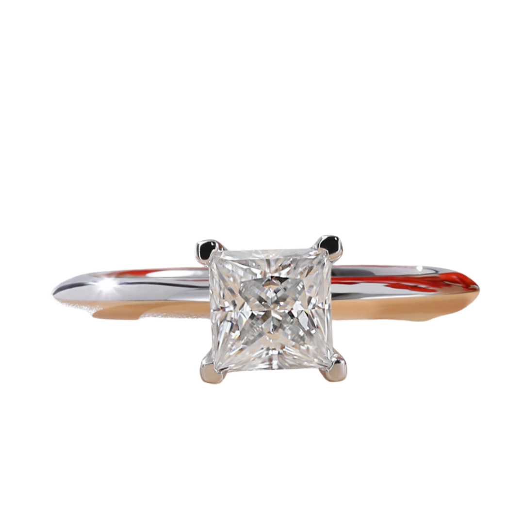 1 ct Princess Cut Moissanite Engagement Ring