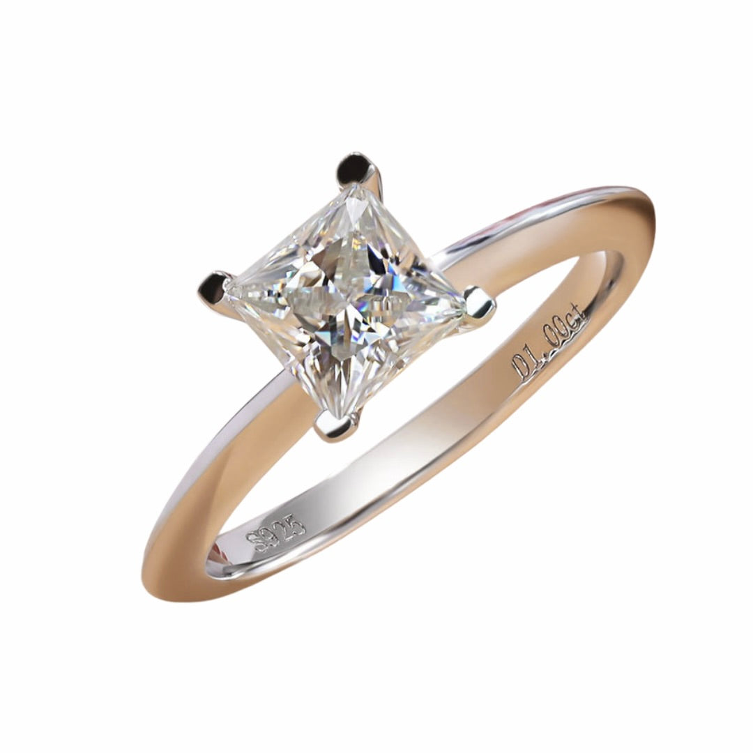1 ct Princess Cut Moissanite Engagement Ring
