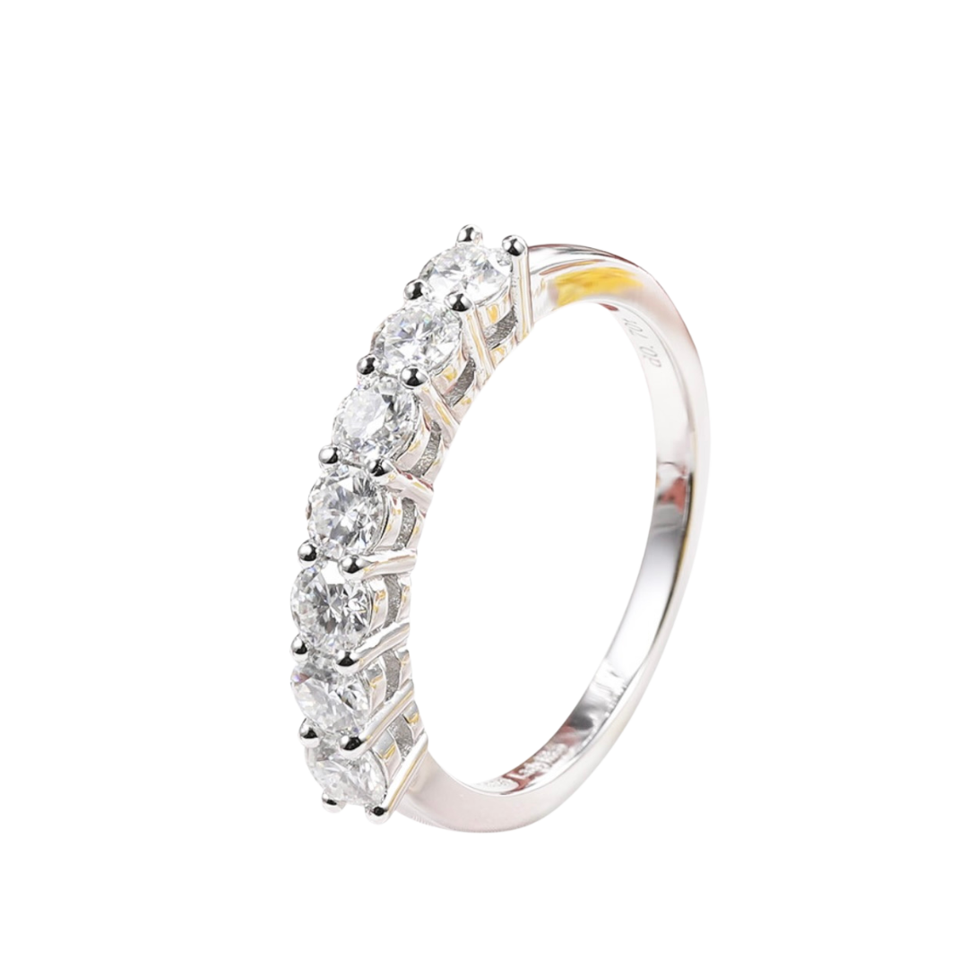 7 Stone Round Moissanite Wedding Ring