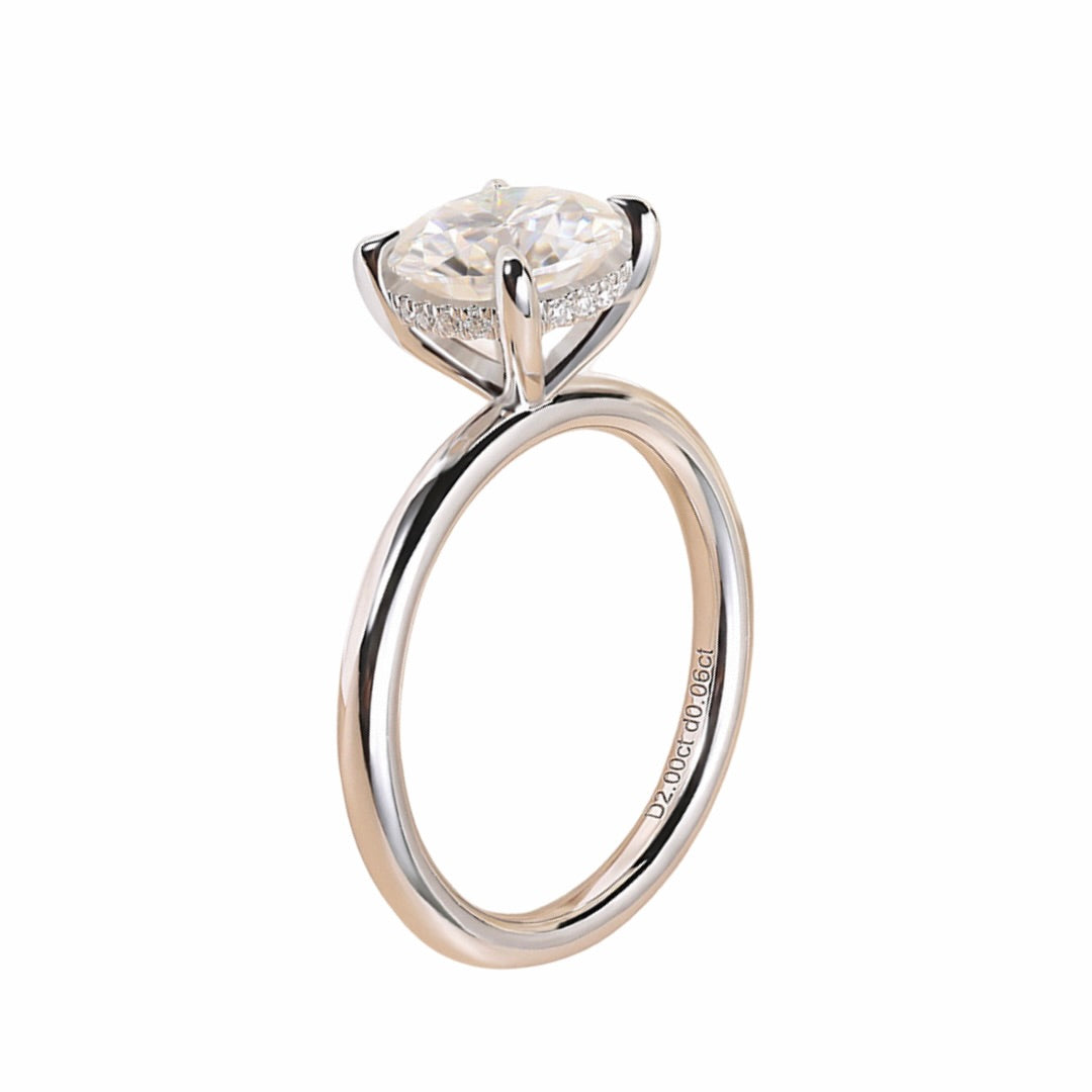 4 ct Radiant Moissanite Pave Band Engagement Ring