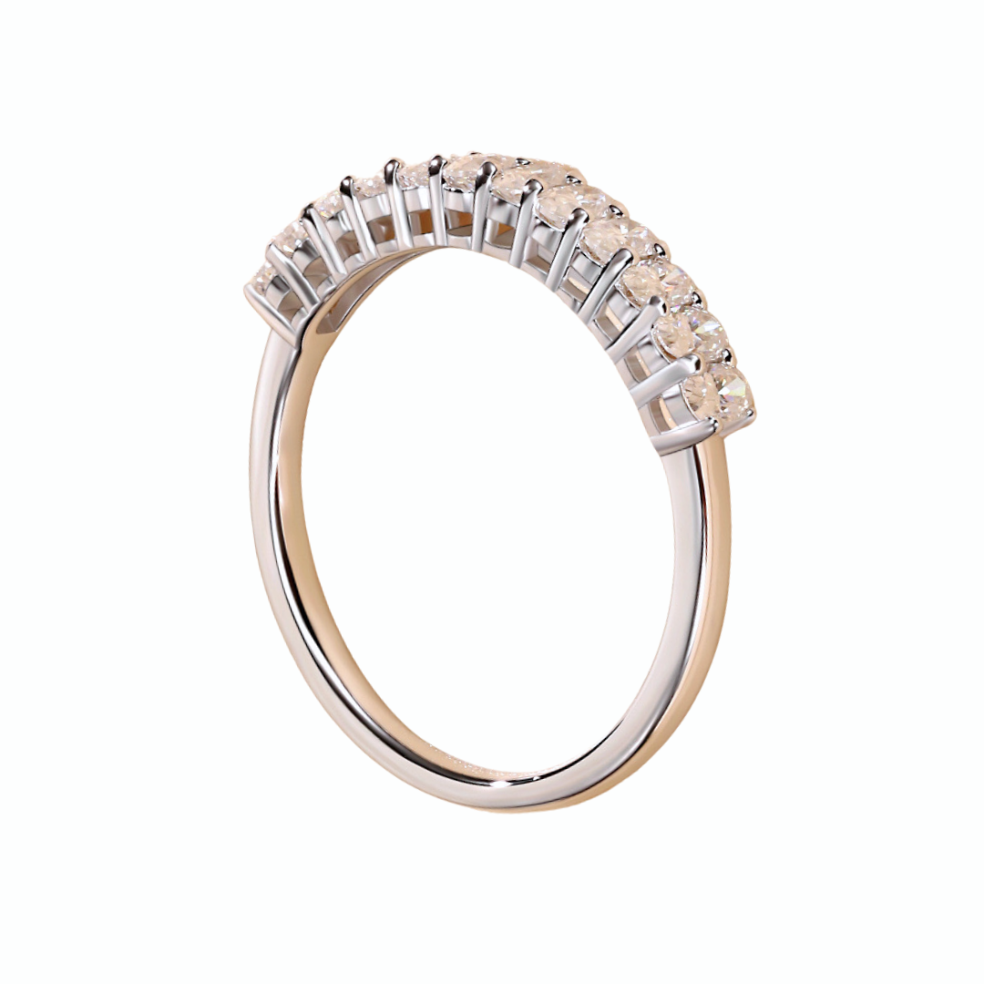 Oval Moissanite Half Eternity Wedding Band
