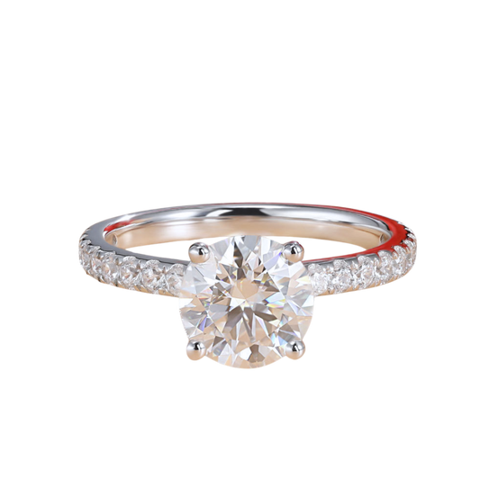 1.5 ct Round Moissanite Pave Band Engagement Ring