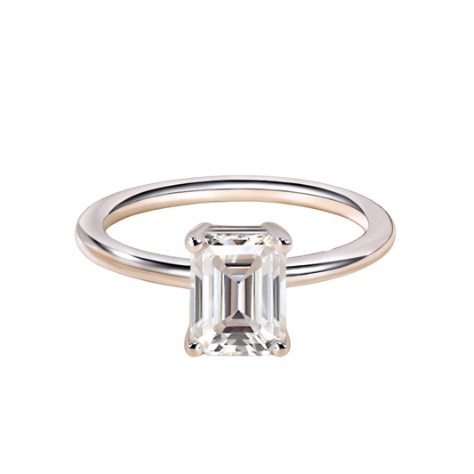 2 ct Emerald Cut Solitaire Moissanite Engagement Ring