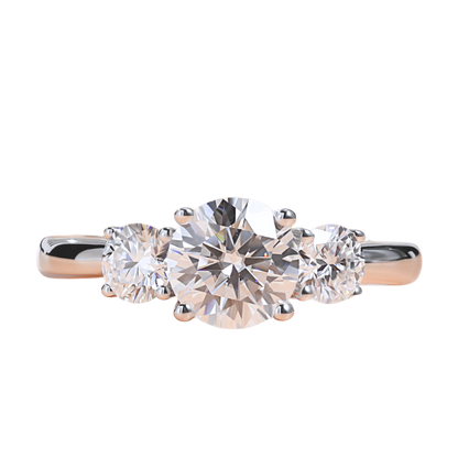 3 Stone Round Moissanite Engagement Ring Anniversary Ring
